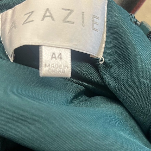 Azazie Christina Green Peacock Cocktail Maxi Dress Size A4 - Picture 4 of 5